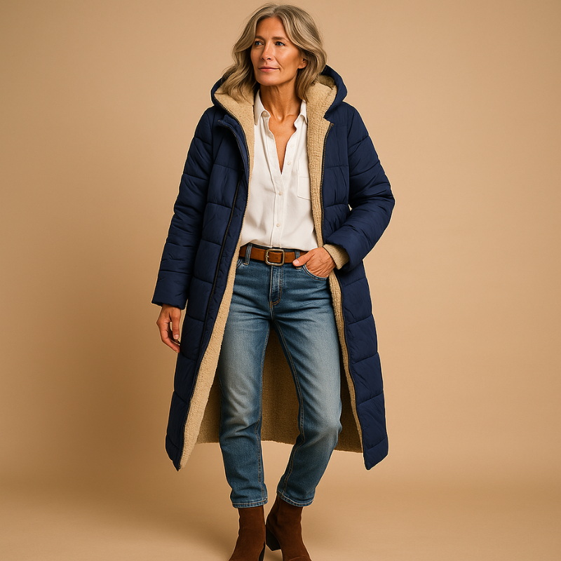 Modern Cut Notched Collar Long Coat