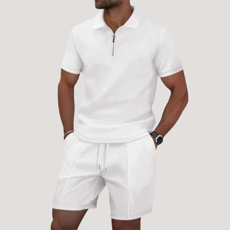 Men's Short Sleeve Polo and Shorts Matching Set