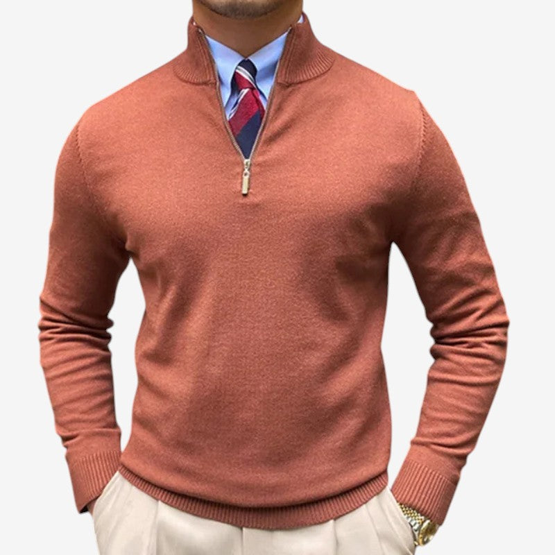 Premium Men's Stand Collar Quarter Zip Sweater