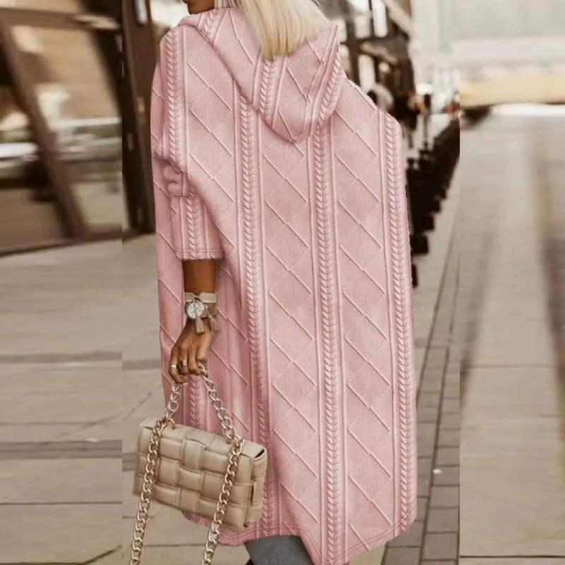 Stylish Hooded Cable Knit Cardigan for Women