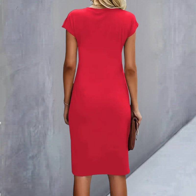 Crew Neck Short Sleeve Midi Dress
