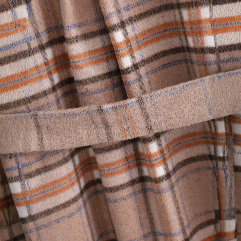 Women's Plaid Overcoat with Belted Waist