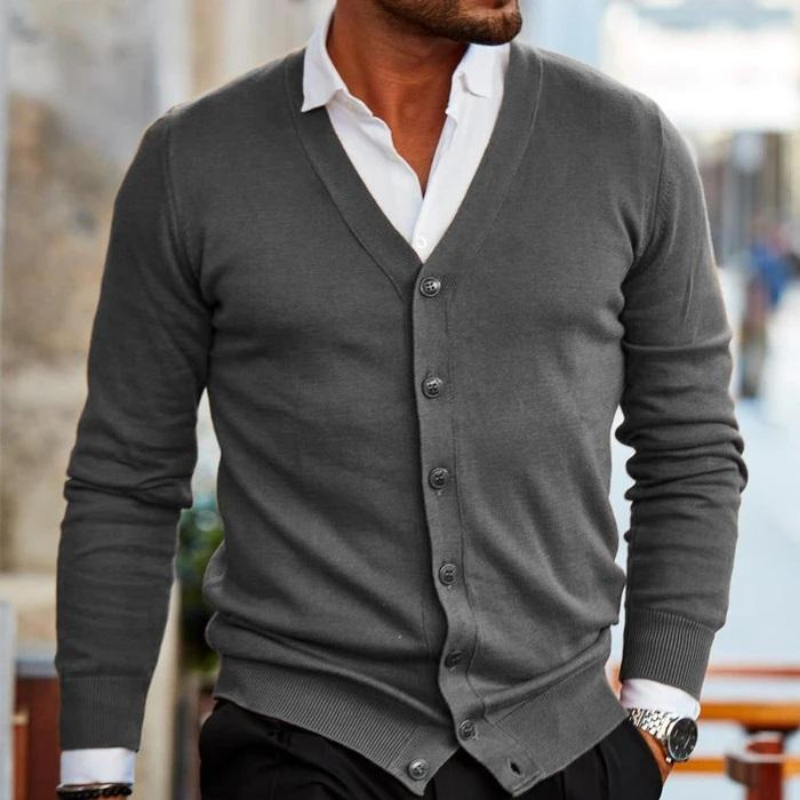 Men’s Long Sleeve Button Neck Cardigan