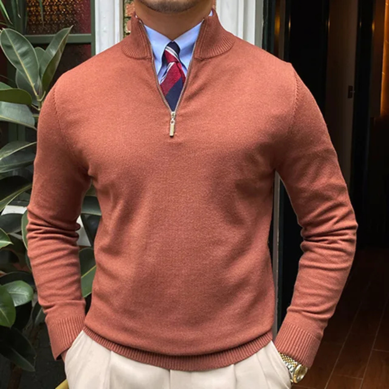 Premium Men's Stand Collar Quarter Zip Sweater