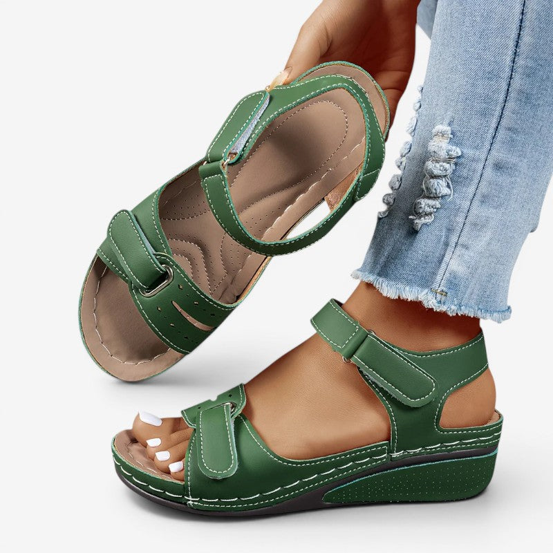 Wedge Sandals with Velcro Strap for Women