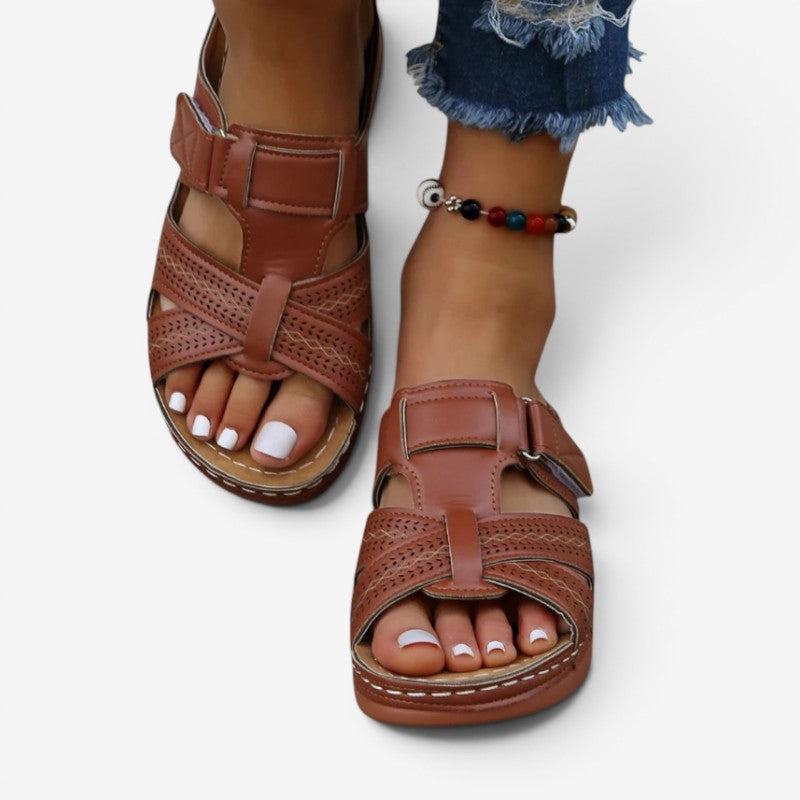 Women's Wedge Sandals with Velcro Strap