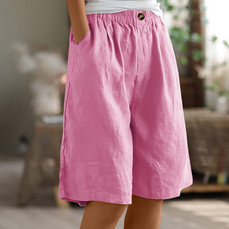 Stylish Women's Knee-Length Shorts with Elastic Waist