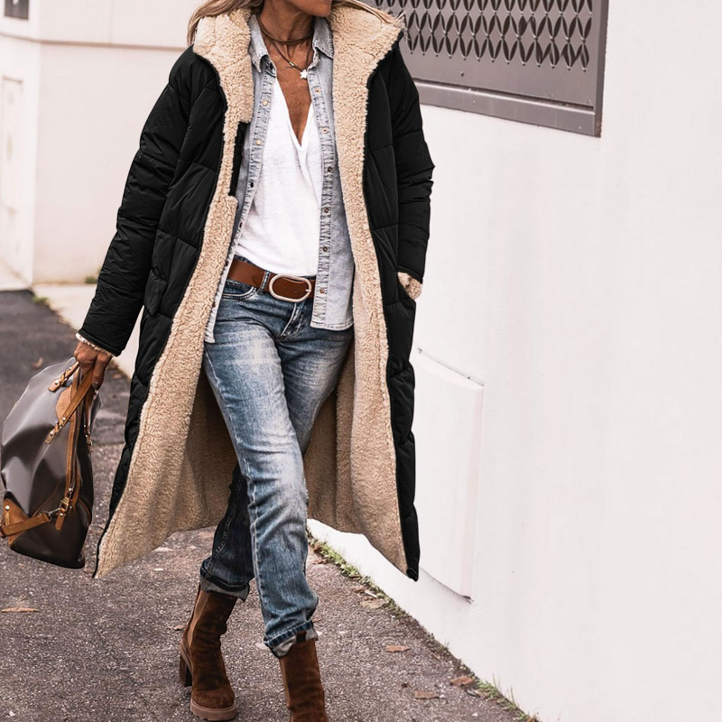 Women's Long Sleeve Hooded Parka Coat