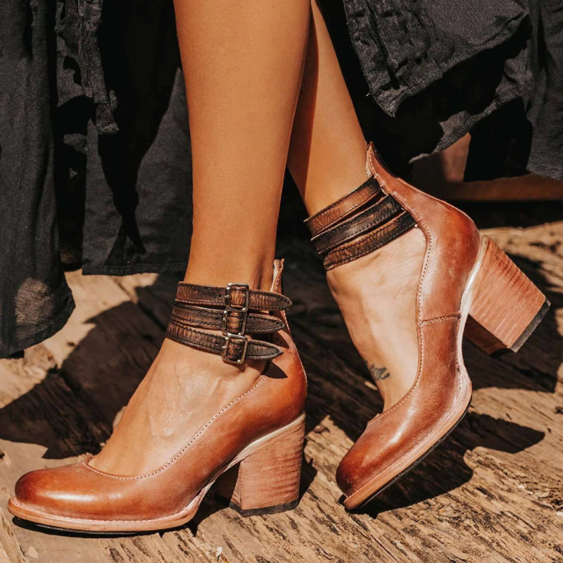 Women's High-Heeled Sandals with Ankle Straps