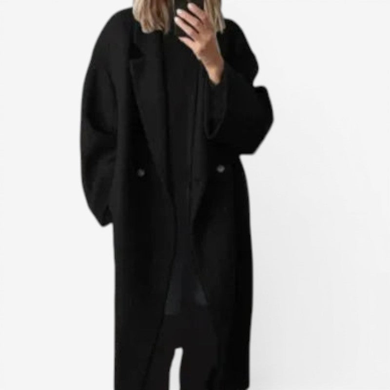 Women’s Long Button-Up Coat with Pockets