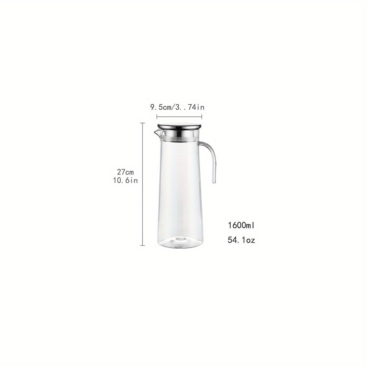 SereneSip - Elegant Glass Beverage Pitcher Crystal-Clear Glass Design with Stainless Steel Lid | Easy-to-Clean and Durable for Refreshing Drinks