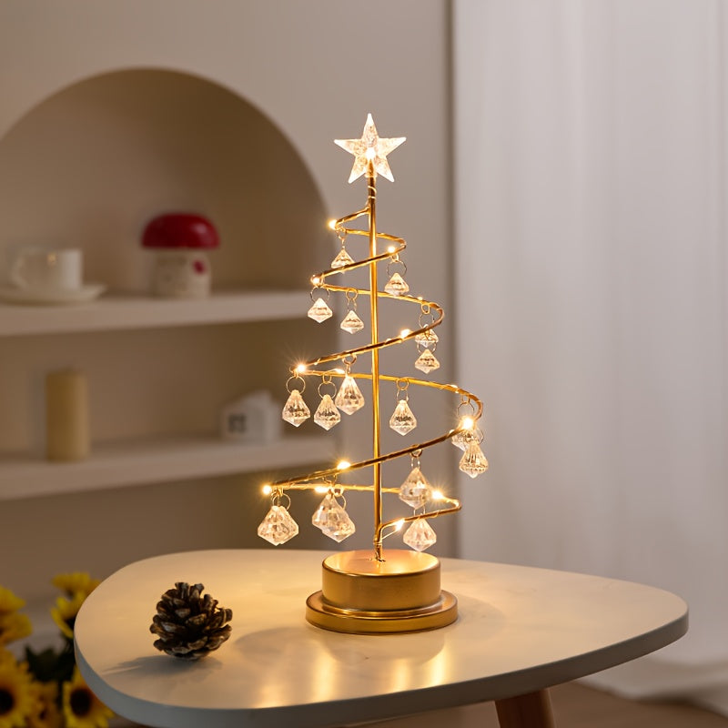 Lumetree - Spirál fém díszfa kristály díszekkel és LED világítással