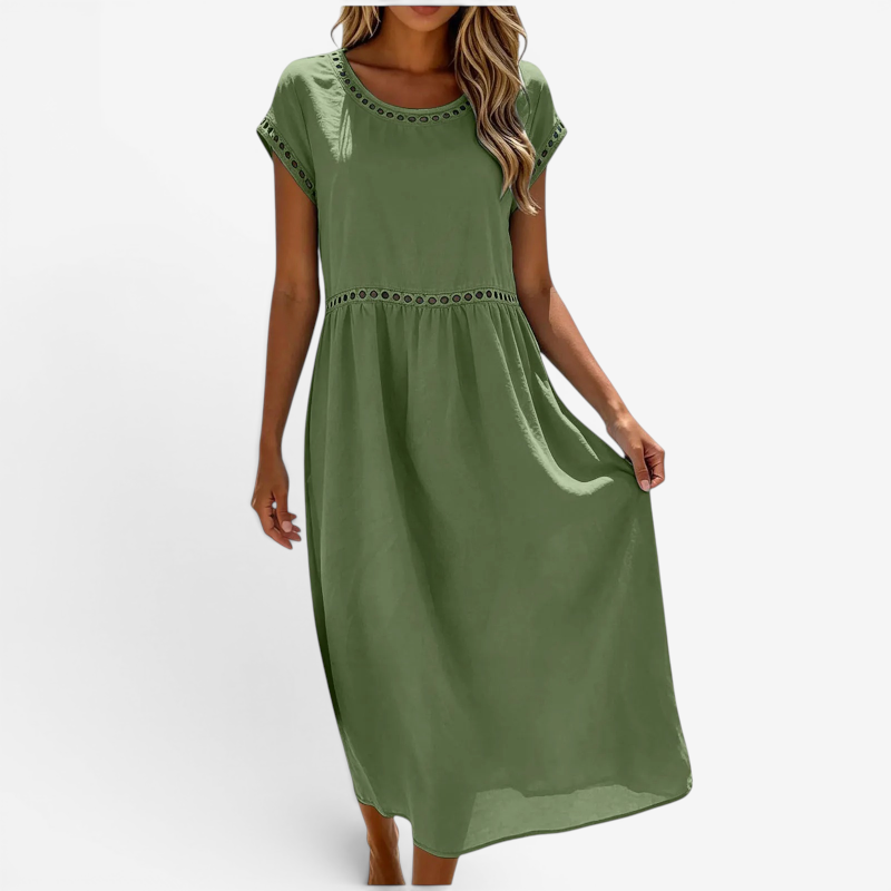 Women's Short Sleeve Crew Neck Maxi Dress