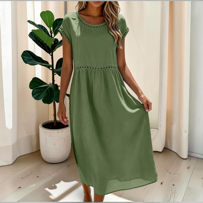 Women's Short Sleeve Crew Neck Maxi Dress