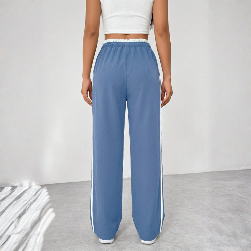 Women's Stylish Wide Leg Trousers with Adjustable Waist