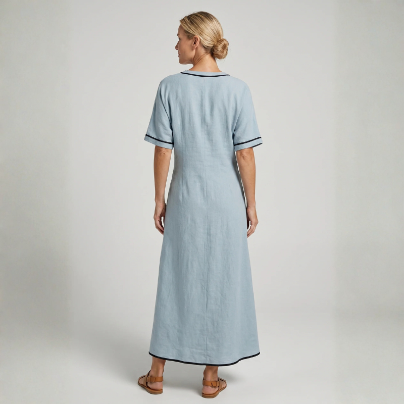 Elegant Women's V Neck Twist Front Maxi Dress