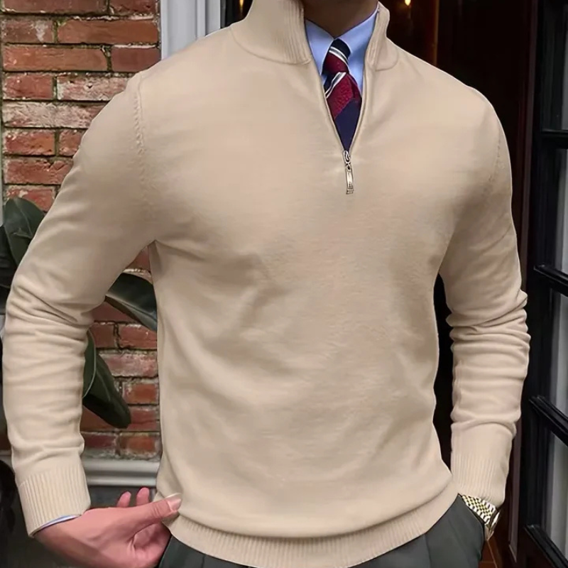 Premium Men's Stand Collar Quarter Zip Sweater