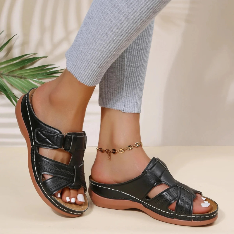 Women's Wedge Sandals with Velcro Strap