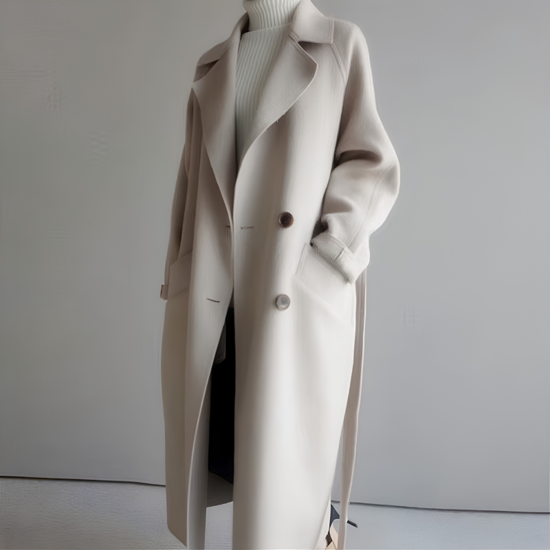 Chic Women's Long Sleeve Overcoat with Button Front