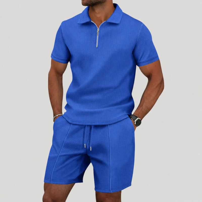 Men's Short Sleeve Polo and Shorts Matching Set