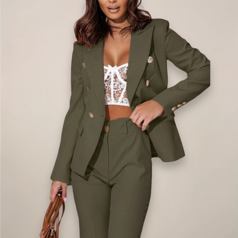 Structured Blazer Wide-Leg Suit Set