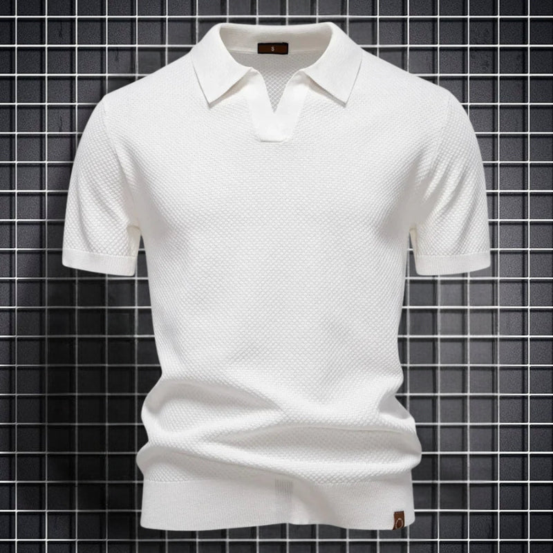 Men's Slim Fit Short Sleeve Polo Shirt with Collar