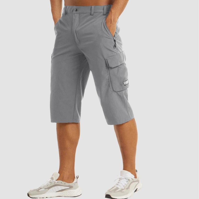 Men's High Waisted Knee Length Shorts with Multiple Pockets