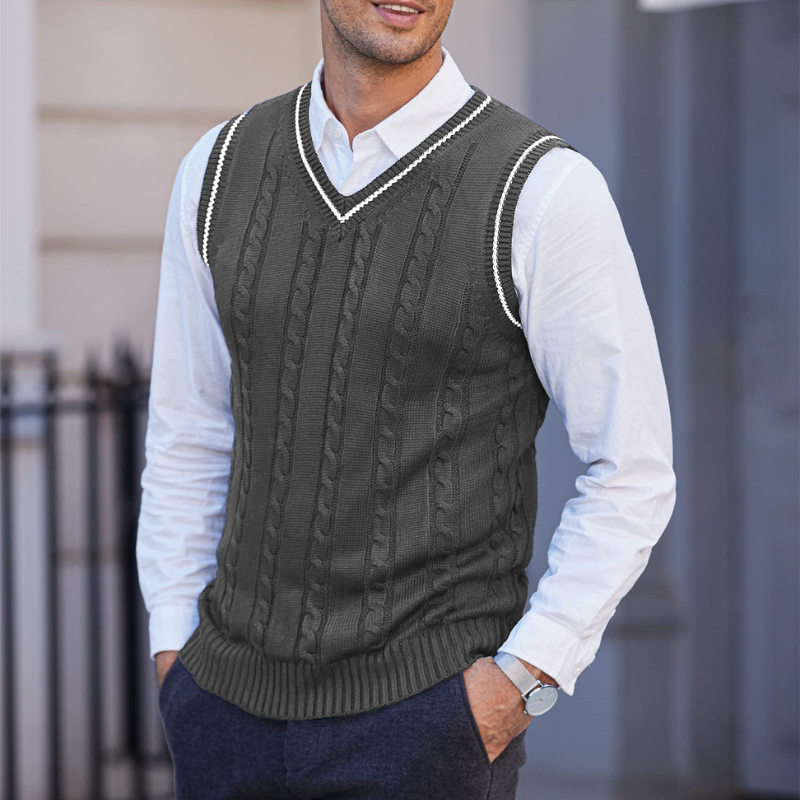 Men's Ribbed V Neck Sleeveless Vest with Tailored Fit