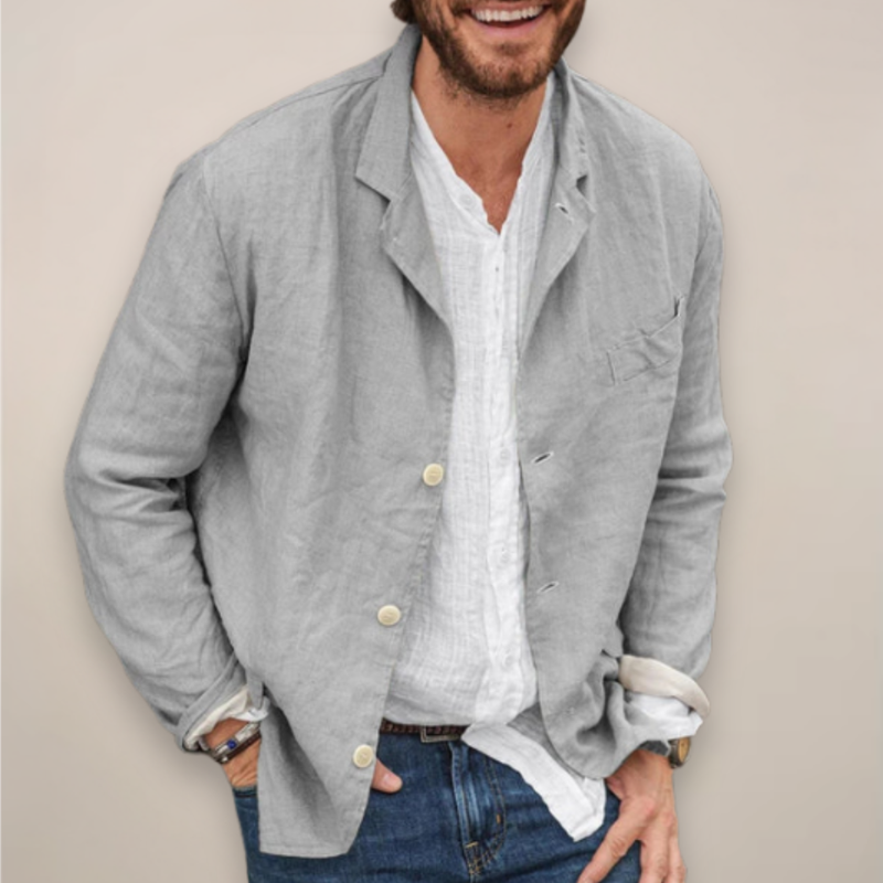 Men's Long Sleeve Button Front Shirt with Chest Pocket