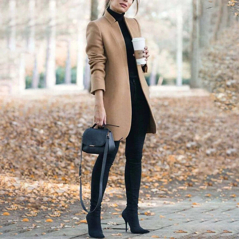 Women’s Classic Notched Collar Long Coat