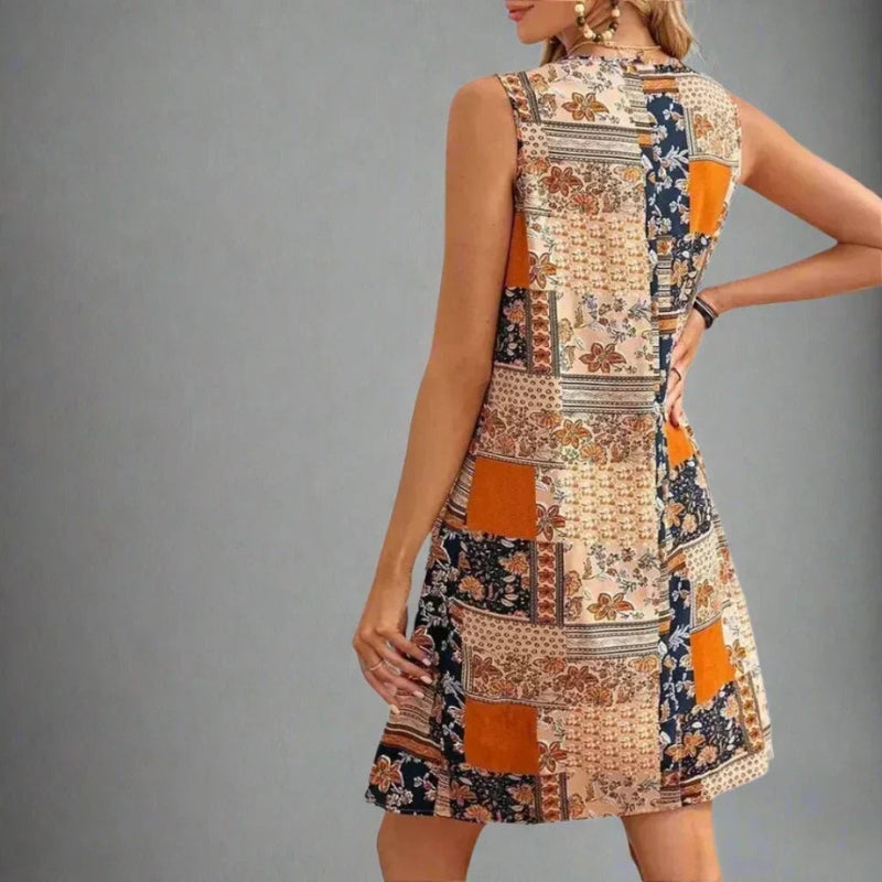 Women’s Sleeveless Patchwork Mini Dress