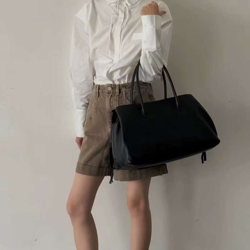 Women's Shoulder Bag with Top Handle and Zippered Compartments