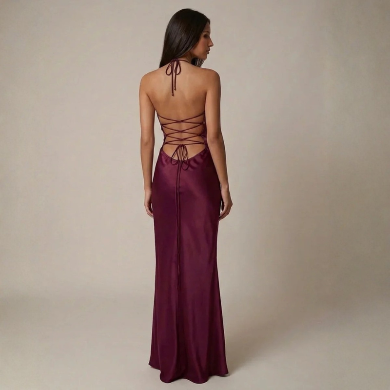 Elegant Women's A-Line Maxi Dress with Spaghetti Straps