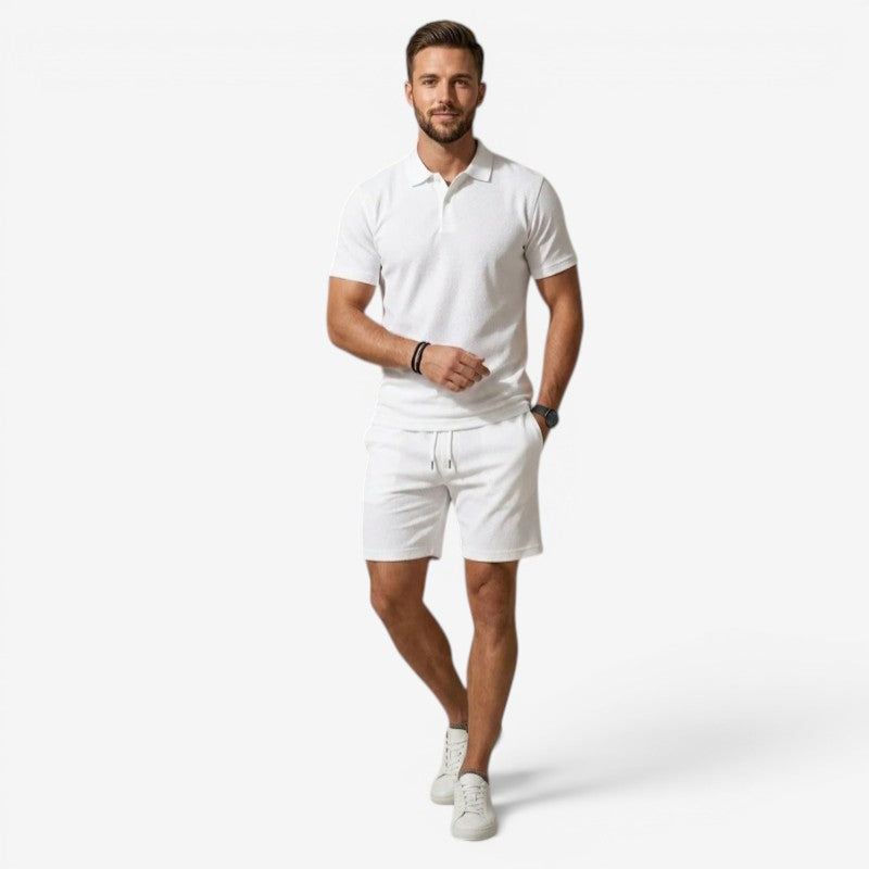 Men's Polo Shirt and Drawstring Shorts Set