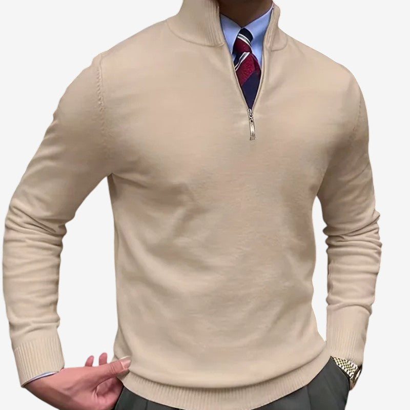 Premium Men's Stand Collar Quarter Zip Sweater