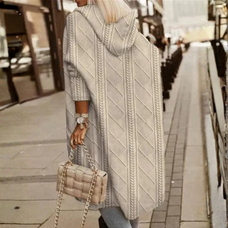 Stylish Hooded Cable Knit Cardigan for Women