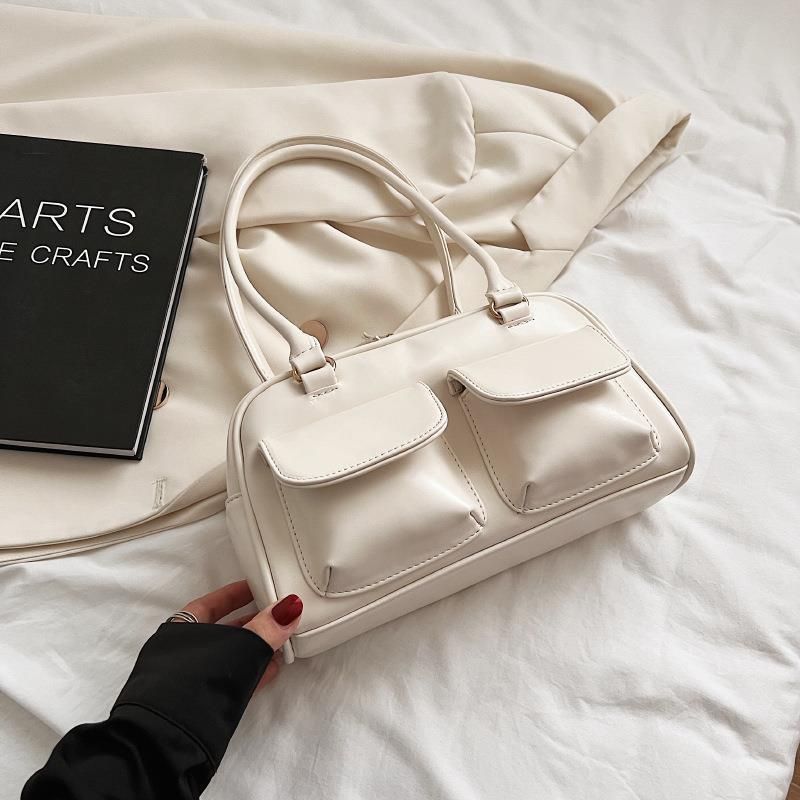 Multi Pocket Zip Leather Handbag
