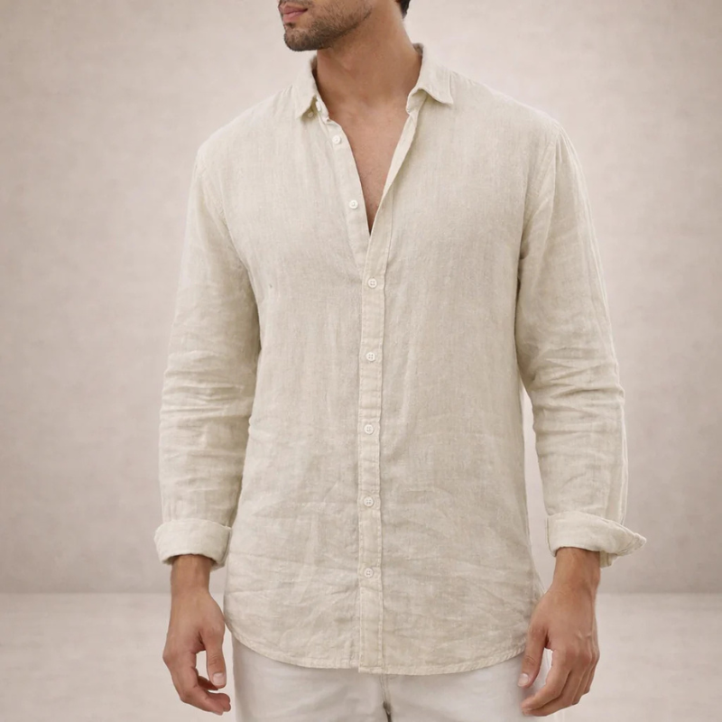 Men's Long Sleeve Shirt with Button Closure