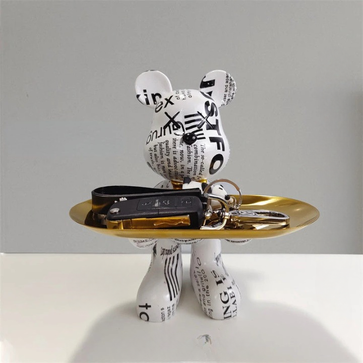 ButlerBear Decorative Bear Sculpture with Tray – Functional Home Accent