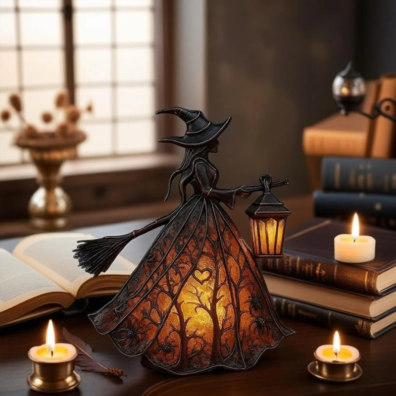Charming Halloween Witch Lamp with LED Light
