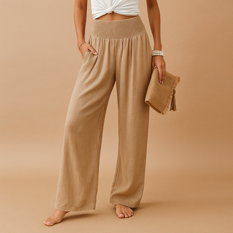 Women's Wide-Leg Casual Trousers with Elastic Waist