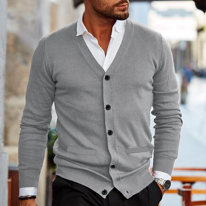 Men’s Long Sleeve Button Neck Cardigan