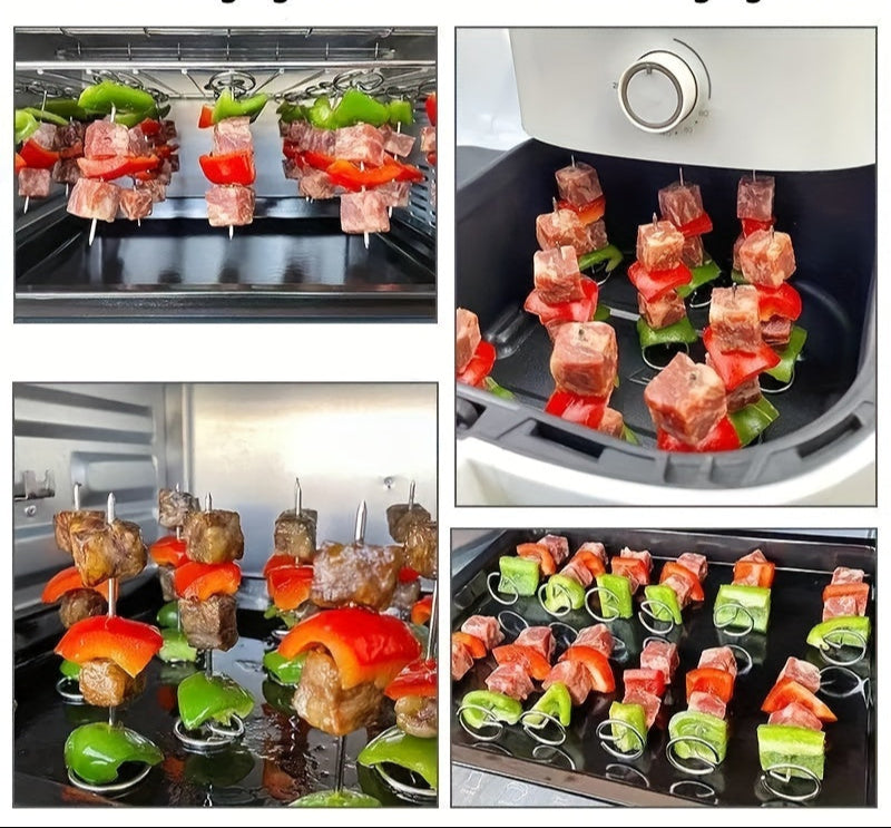 GrillMaster - 10-Piece Stainless Steel Skewers Compatible with Air Fryer, Oven, and Grill | Rust-Resistant Durable Construction for Reusable Use | Vertical Design for Even Cooking and Juicy Grilled Food