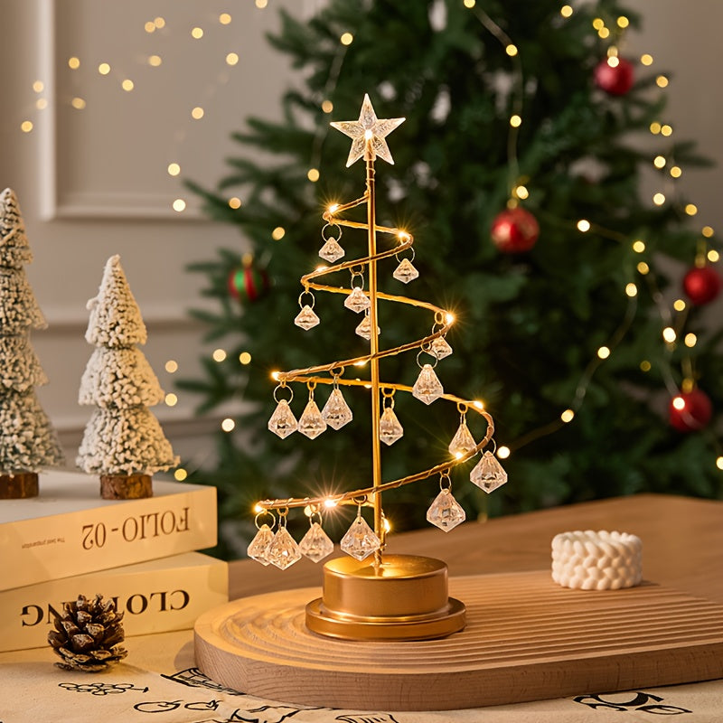 Lumetree - Spirál fém díszfa kristály díszekkel és LED világítással