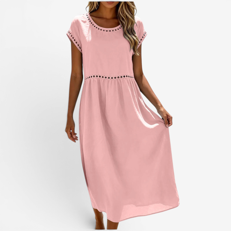 Women's Short Sleeve Crew Neck Maxi Dress