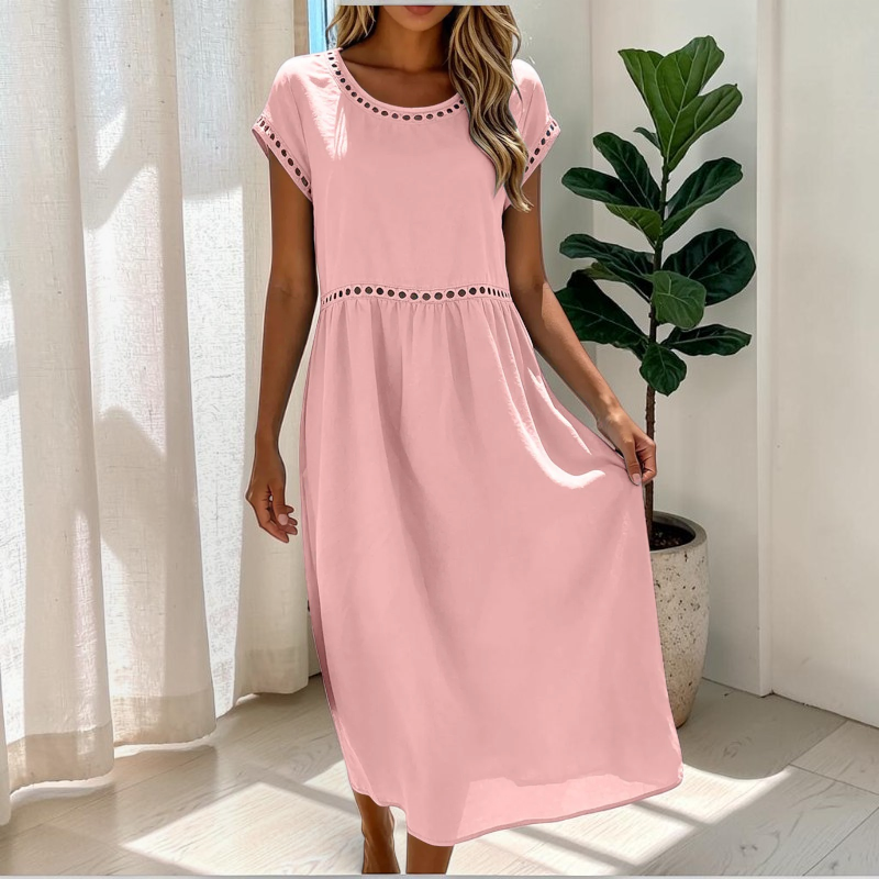 Women's Short Sleeve Crew Neck Maxi Dress