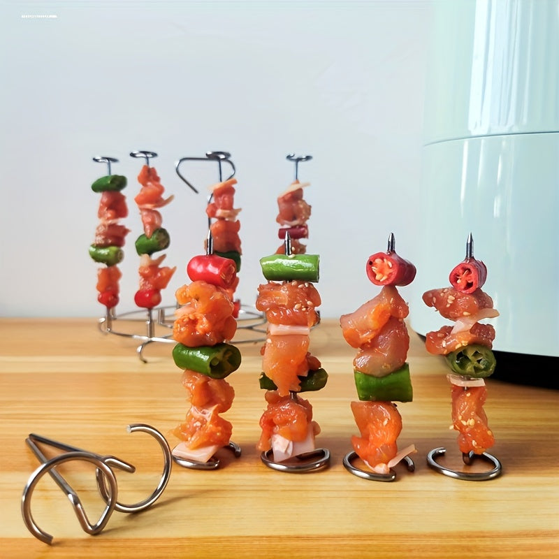 GrillMaster - 10-Piece Stainless Steel Skewers Compatible with Air Fryer, Oven, and Grill | Rust-Resistant Durable Construction for Reusable Use | Vertical Design for Even Cooking and Juicy Grilled Food