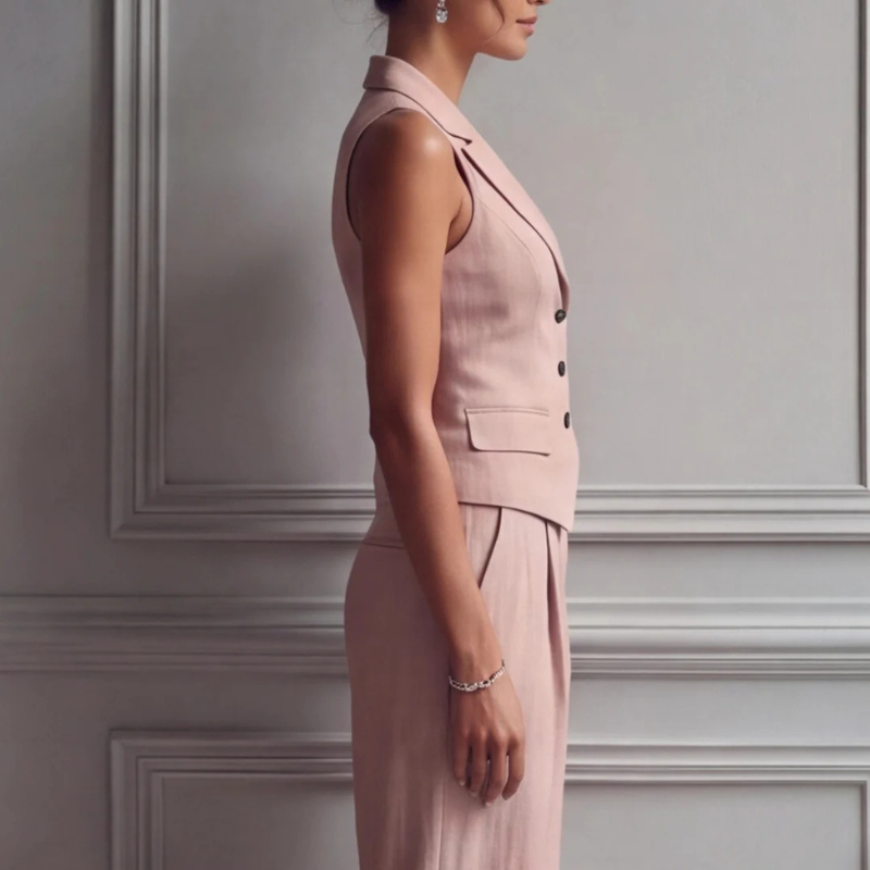 Chic Women's Sleeveless Vest and Wide Leg Pants Set