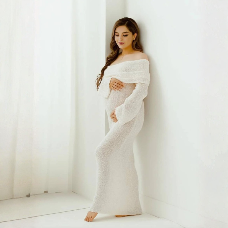 Off-Shoulder Maternity Maxi Dress