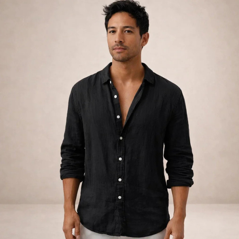 Men's Long Sleeve Shirt with Button Closure